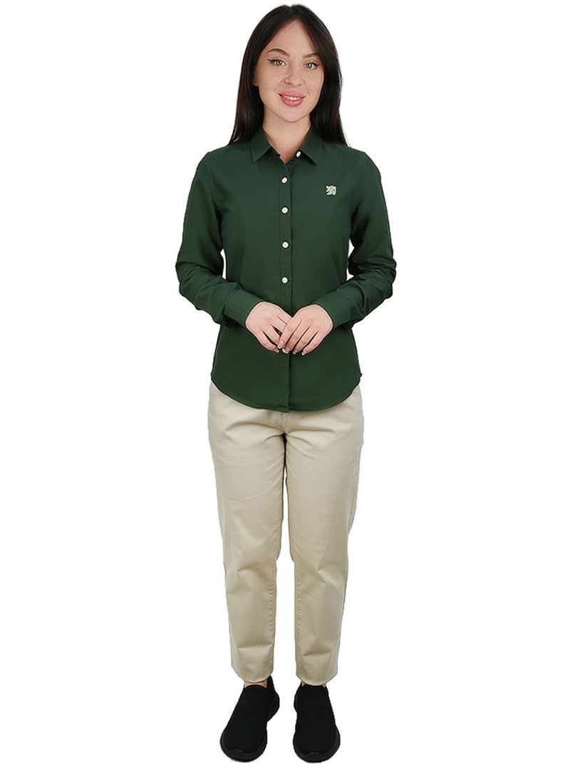 GIORDANO Women’s Slim Fit Cotton Oxford Shirt | Acute Collar with Embroidery - Image 2